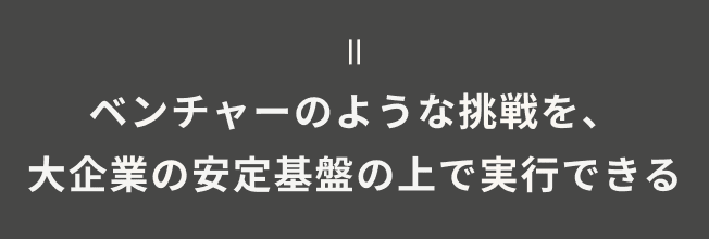ベンチャーのような挑戦を、大企業の安定基盤の上で実行できる